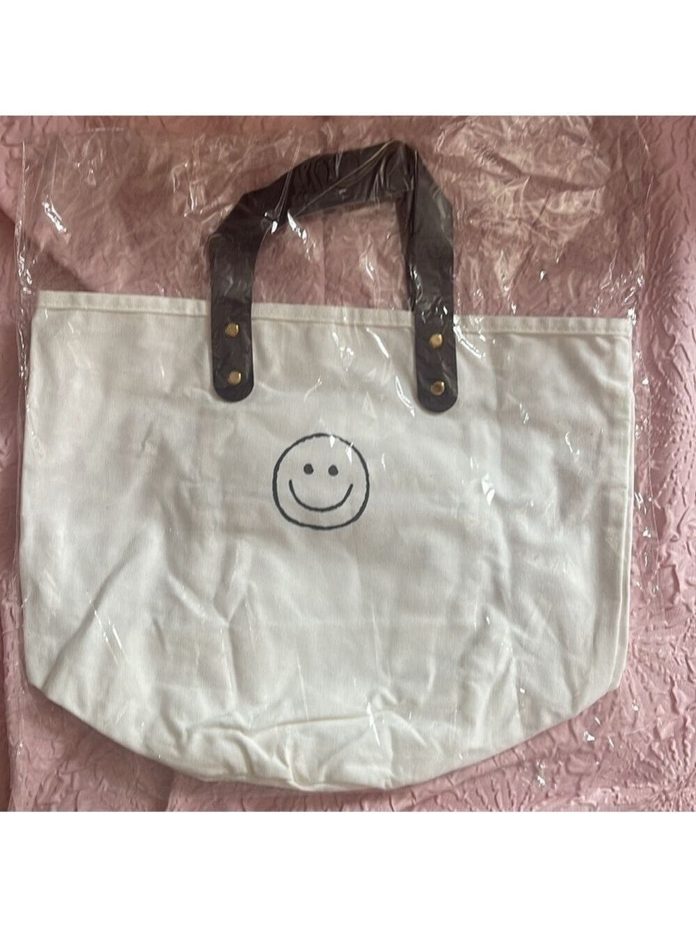 Canvas Smiling Face Tote - Picture 2 of 8